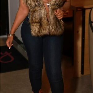 Faux Fur Vest with Dark Jeans